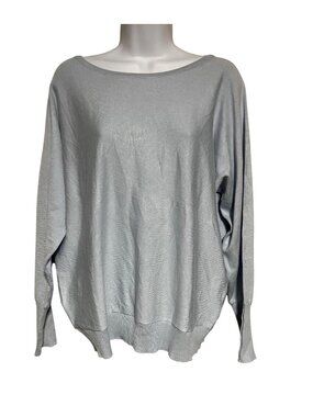 Adrianna Papell Dolman Sleeve Bateau Sweater Niagra Mist Blue Womens Size Small